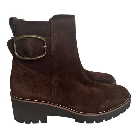 Blondo Dahlia Brown Suede Ankle Chunky Sole Ankle Boots Size 9 - Picture 1 of 12